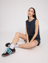 Emma ist 1,76 und trägt Größe S