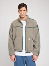 Contrast Tape Teddy-Fleece Jacket eucalyptus