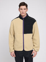 Color Block Teddy-Fleece Jacket tan/black