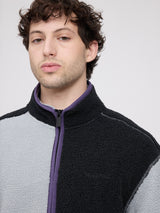 Color Block Teddy-Fleece Jacket ice blue/black