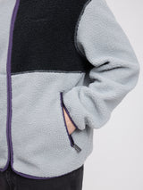 Color Block Teddy-Fleece Jacket ice blue/black