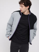 Color Block Teddy-Fleece Jacket ice blue/black