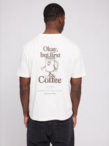 Back Print Theme T-Shirt offwhite/coffee