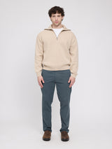 Jacquard Knit Troyer light beige