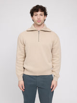 Jacquard Knit Troyer light beige