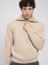 Jacquard Knit Troyer light beige