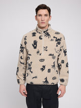 Printed Fleece Half-Zip light taupe/mystical