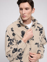 Printed Fleece Half-Zip light taupe/mystical