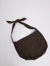Printed Denim Shoulder Bag chocolate brown/printed