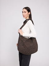 Printed Denim Shoulder Bag chocolate brown/printed
