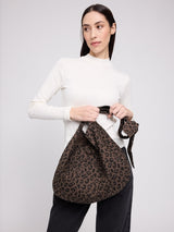 Printed Denim Shoulder Bag chocolate brown/printed