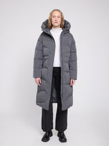Waves Quilt Puffer Coat dark grey