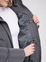 Waves Quilt Puffer Coat dark grey