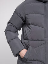 Waves Quilt Puffer Coat dark grey