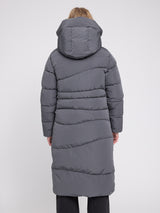 Waves Quilt Puffer Coat dark grey