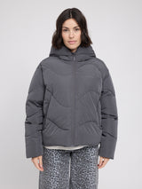 Waves Quilt Short Puffer Jacket dark grey