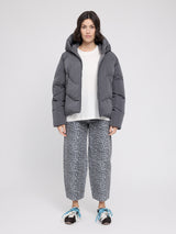 Waves Quilt Short Puffer Jacket dark grey