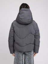 Waves Quilt Short Puffer Jacket dark grey