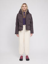 Waves Quilt Short Puffer Jacket eggplant