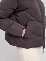 Waves Quilt Short Puffer Jacket eggplant