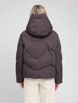Waves Quilt Short Puffer Jacket eggplant
