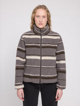Printed Teddy-Fleece Jacket warm grey/striped