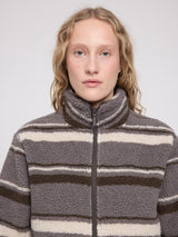 Printed Teddy-Fleece Jacket warm grey/striped