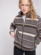 Printed Teddy-Fleece Jacket warm grey/striped