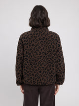 Printed Teddy-Fleece Jacket chocolate brown/printed