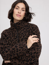 Printed Teddy-Fleece Jacket chocolate brown/printed