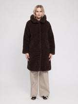 Faux-Fur Coat black coffee