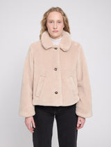 Faux-Fur Button Jacket natural