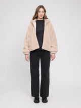 Faux-Fur Hooded Jacket natural