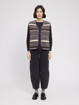 Printed Teddy-Fleece Vest warm grey/striped