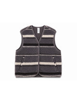 Printed Teddy-Fleece Vest warm grey/striped
