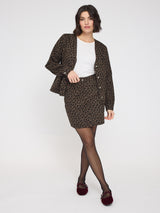 Printed Mini Denim Skirt chocolate brown/printed