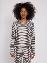 Striped Rib Jersey Longsleeve black coffee/offwhite