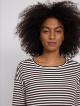 Striped Rib Jersey Longsleeve black coffee/offwhite