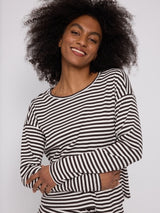 Striped Rib Jersey Longsleeve black coffee/offwhite