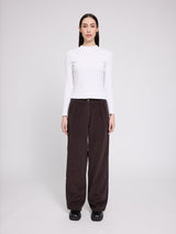 Pleated Corduroy Pants dark chocolate