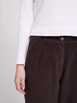 Pleated Corduroy Pants dark chocolate