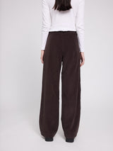 Pleated Corduroy Pants dark chocolate