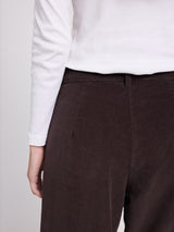Pleated Corduroy Pants dark chocolate
