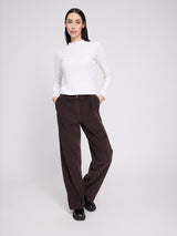 Pleated Corduroy Pants dark chocolate