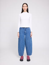 Barrel Leg Denim Pants mid blue