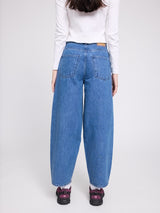 Barrel Leg Denim Pants mid blue