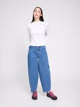 Barrel Leg Denim Pants mid blue