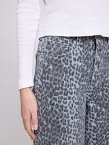 Printed Barrel Leg Denim Pants grey/printed