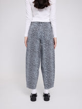 Printed Barrel Leg Denim Pants grey/printed