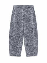 Printed Barrel Leg Denim Pants grey/printed